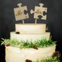 MR MRS пъзел части дървен г-н г-жа надпис за младоженци сватба топер украса табела за торта, снимка 1 - Други - 25726214