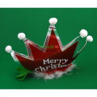 Коледна диадема - корона с надпис Весела Коледа. Изработена от мек полар, PVC материал, филц и пух., снимка 2 - Коледни подаръци - 16202971