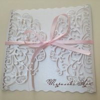 Луксозна сватбена покана в бяла перла, снимка 1 - Декорация - 20767053
