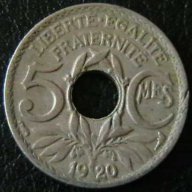 5 сантима 1920, Франция, снимка 1 - Нумизматика и бонистика - 11720246