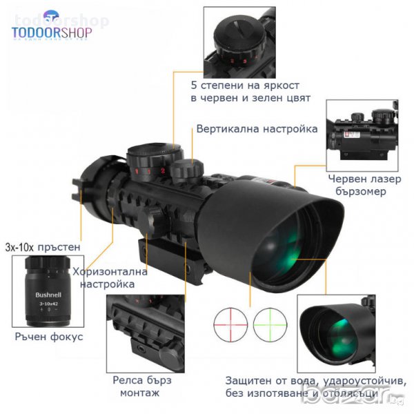 Оптика 3-10х42 с подсветка и бързомер, снимка 1