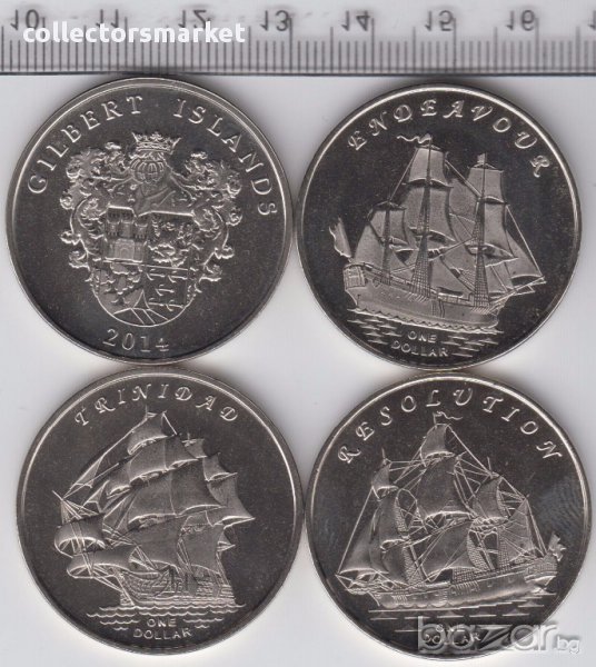сет 3 монети от 1 долар 2014, Гилбъртови острови, снимка 1