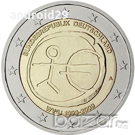 2 Евро монети (възпоменателни) емитирани 2009г (10г. на Икономически и Паричен съюз), снимка 1