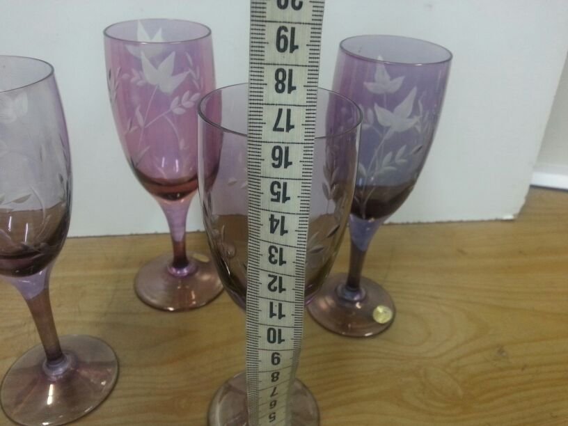 кристални чаши за вино цветно стъкло гравирани в Антикварни и старинни  предмети в гр. Стара Загора - ID22458362 — Bazar.bg