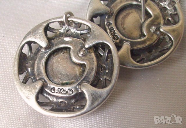 Ажурни Авторски Сребърни Обеци с Натурални Лазурити, снимка 4 - Обеци - 24493018