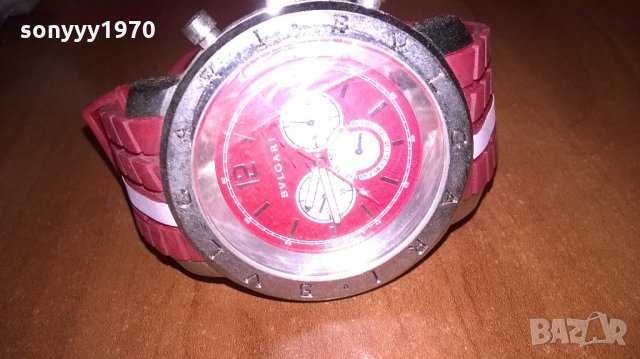 нов часовник-гумена червено/бяла каишка, снимка 3 - Други - 21835312