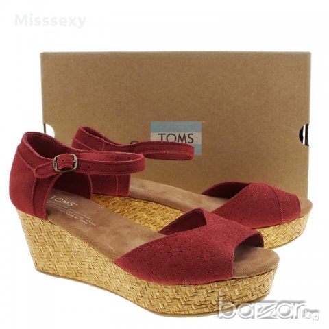ПРОМО 🍊 TOMS 36 и 37 номер 🍊 Дамски сандали от ест. велур с 3/6 см платформа нови с кутия, снимка 6 - Сандали - 18444481