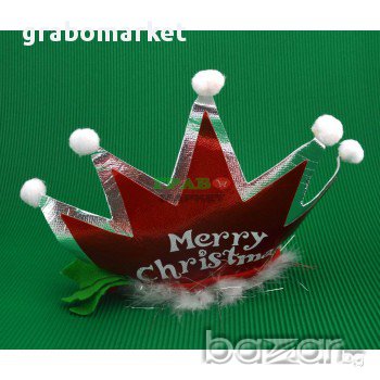 Коледна диадема - корона с надпис Весела Коледа. Изработена от мек полар, PVC материал, филц и пух., снимка 2 - Коледни подаръци - 16202971