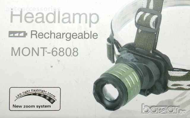 Челник с LED диод и акумулаторно зарядно 220 и 12 V-6808, снимка 3 - Аксесоари и консумативи - 18805399
