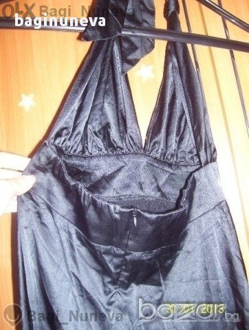 Бутикова черна сатенена рокля с гол гръб, снимка 2 - Рокли - 9170936