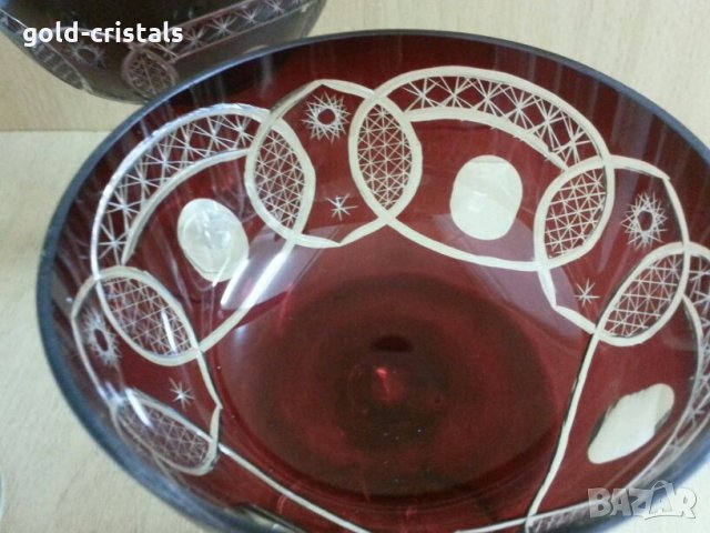 сервиз кристални чаши цветен кристал, снимка 10 - Антикварни и старинни предмети - 25662847