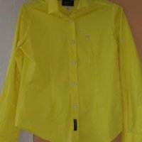 Жълта памучна риза с дълъг ръкав на Armani jeans размер М, снимка 2 - Ризи - 25119189