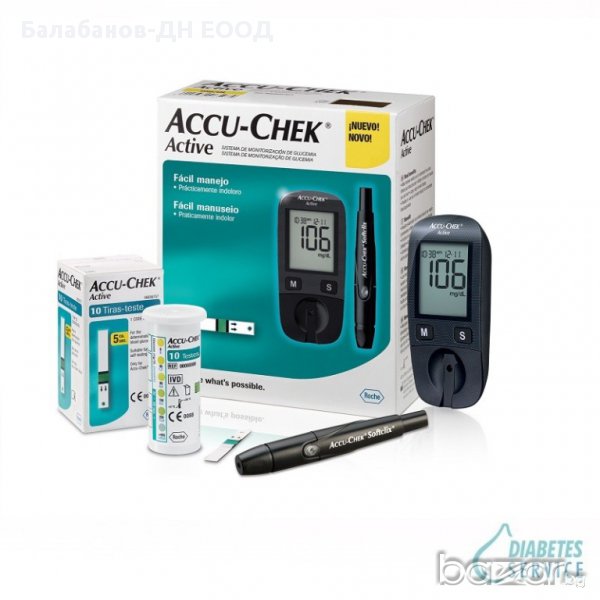 Глюкомер за измерване на кръвна захар Accu-Chek Active + 110 бр. тест ленти , снимка 1