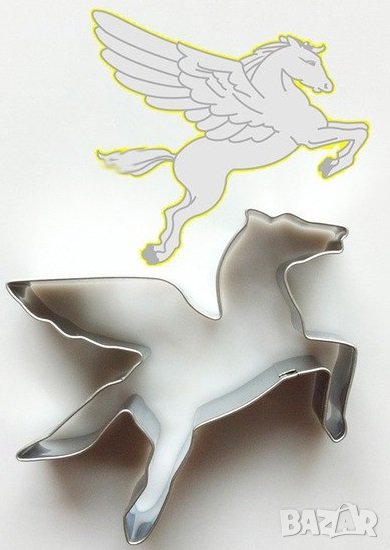 Пегас Летящ кон метална форма резец за сладки тесто фондан, снимка 1