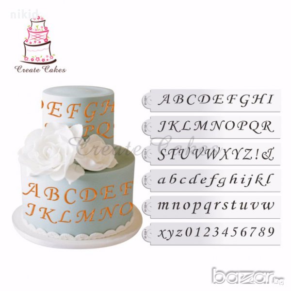 сет азбука латиница букви латински 6 бр шаблон стенсил спрей торта украса кекс декорация роял айсинг, снимка 1