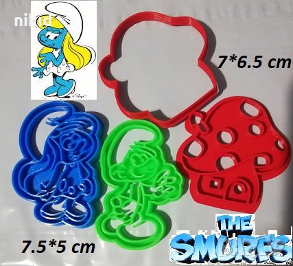 Смърф Смърфовете смърфчетата Смърфиета Гъба гъбка пластмасови резци форми форма резец бисквитки, снимка 1