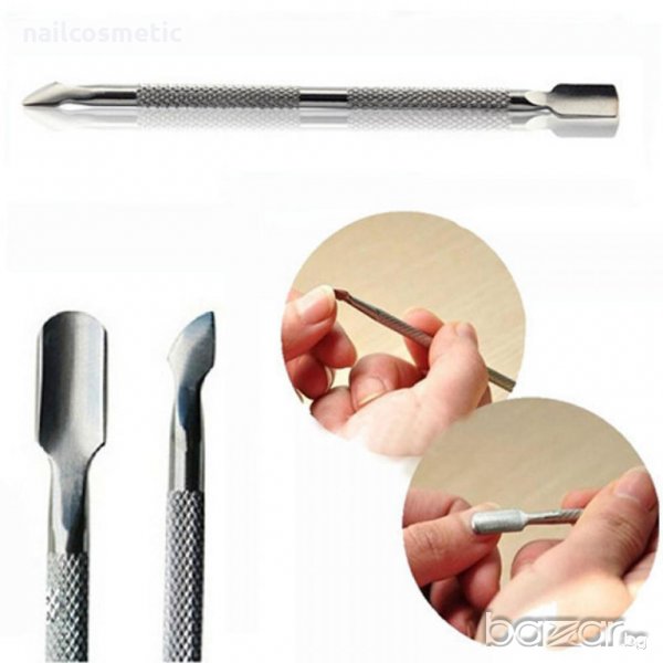 Метален избутвач /двустранен/ за кожички, маникюр и ноктопластика , снимка 1