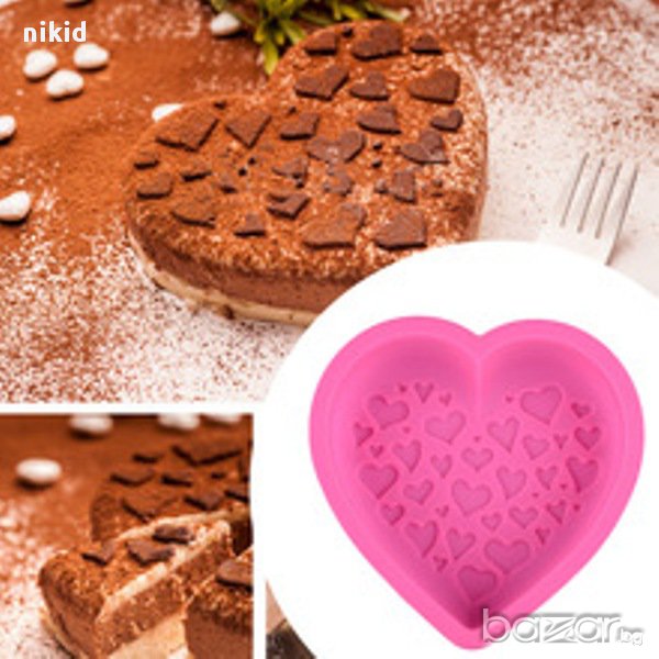 силиконова форма тава 3D сърце юбилей валентин кекс средна силиконов молд, снимка 1