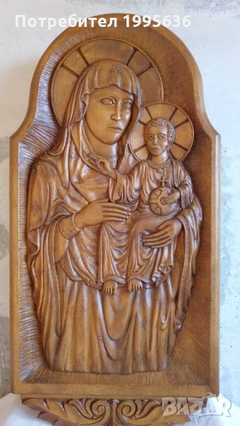 Дърворезба- "Богородица с младенеца", снимка 1