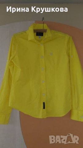 Жълта памучна риза с дълъг ръкав на Armani jeans размер М, снимка 2 - Ризи - 25119189