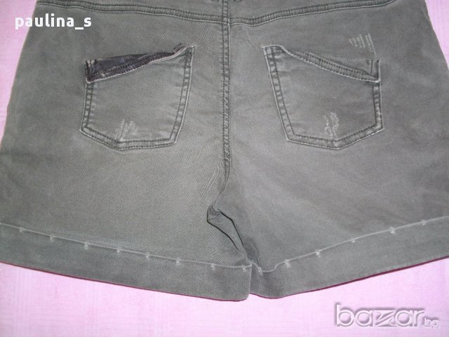 Зелени къси панталони с кожа "Next" original brand / накъсани къси панталони с кожа, снимка 6 - Къси панталони и бермуди - 14205774
