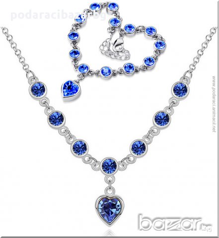 КОМПЛЕКТ СВАРОВСКИ – КРИСТАЛНИ СЪРЦА (сребърно или златно), снимка 2 - Бижутерийни комплекти - 10318359