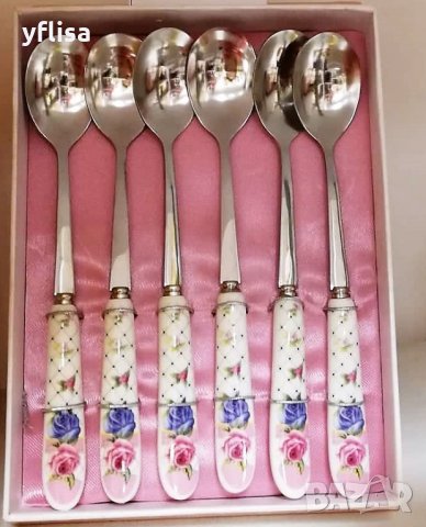 Малки лъжички с красиви порцеланова дръжка