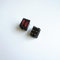 Двоен ключ с 2х2 положения светещ червен 250V 15A 28x26mm, снимка 1 - Ключове, контакти, щепсели - 23360153