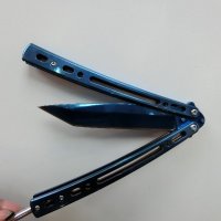 Нож тип пеперуда в синьо / , снимка 1 - Ножове - 22076421