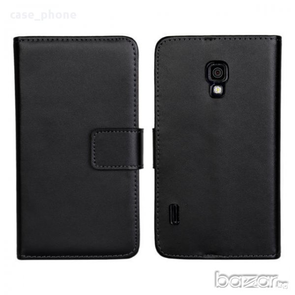 Нов черен флип кейс от естествена кожа за LG Optimus L7 II P715 ,L7 II P716 Dual, снимка 1