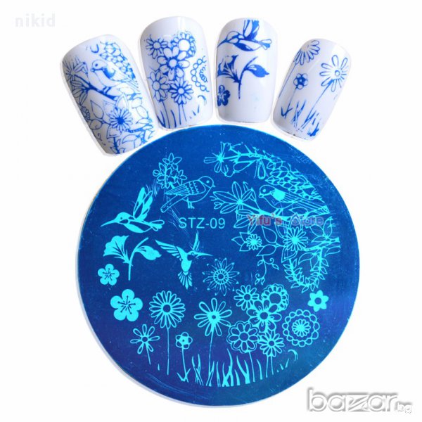 пролет кръгла плочка / щампа шаблон за печат на нокти STZ-09, снимка 1