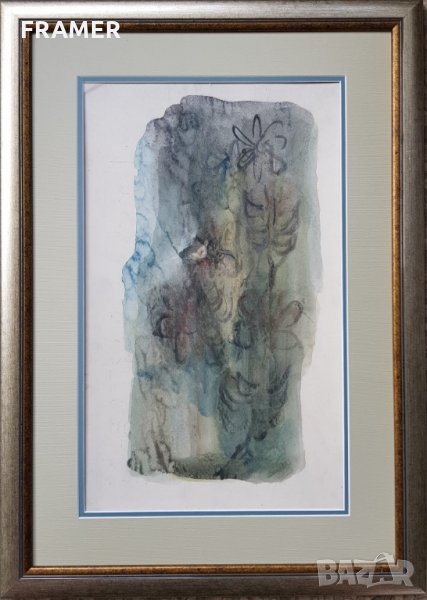 Дечко Узунов Натюрморт Цветя Оригинал акварел Сертификат, снимка 1