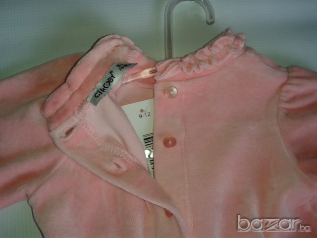Детска рокля памучен плюш с  волани r дълъг ръкав в бледо розов цвят, снимка 2 - Детски рокли и поли - 9619278