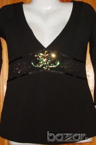 Topal Lady,черна дамска туника с паети, М , снимка 3 - Туники - 18368629