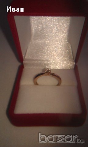златен пръстен с диамант, снимка 2 - Пръстени - 14311367
