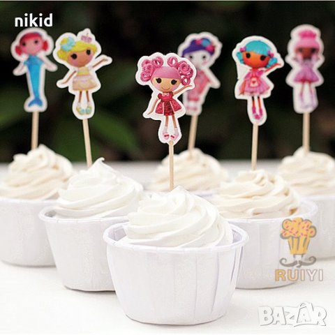24 бр Lalaloopsy candy bar Лалалупси момичета кукли топери клечки за мъфини декорация и украса
