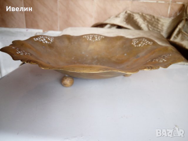 стара месингова купа,фруктиера арт деко, снимка 3 - Антикварни и старинни предмети - 22977619