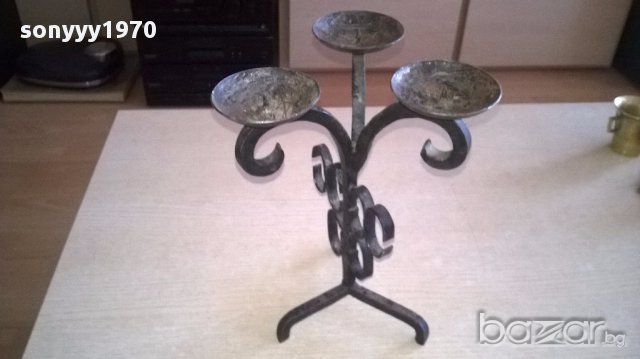 Ретро свещник-27х20х20-ковано желязо, снимка 4 - Антикварни и старинни предмети - 17943295
