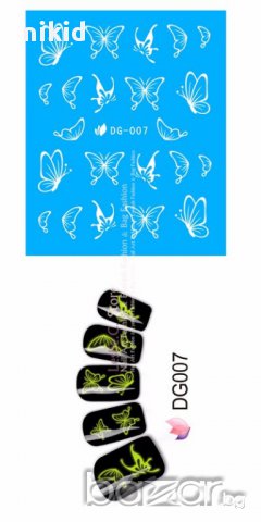DG007 светещи неон фосфор пеперуди ваденки  татос водни стикери за нокти маникюр, снимка 3 - Продукти за маникюр - 16515186