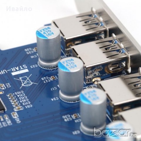 4 Usb 3.0 Hub to Pci-e Pci Express Card хъб, адаптер, разклонител, карта за компютър, снимка 2 - USB Flash памети - 8798851