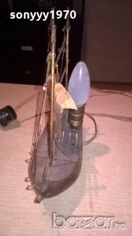 нощна лампа-ретро колекция-мед/месинг/дърво-25х25х9см, снимка 10 - Антикварни и старинни предмети - 19342973