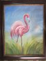 Автентична картина "Розово фламинго", снимка 1 - Картини - 24741740
