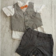 3-6м 68см Костюм риза, елек, къси панталони и папионка H&M подходящ за лятото много елегантен ново, снимка 1 - Жилетки и елечета за бебе - 17200074