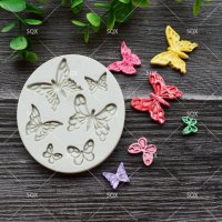 6 дантелени пеперуди контур силиконов молд форма фондан декор торта мъфини украса цветя, снимка 4 - Форми - 22020494