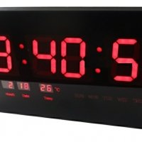 4622 Дигитален стенен часовник с термометър и календар, снимка 1 - Друга електроника - 23460055