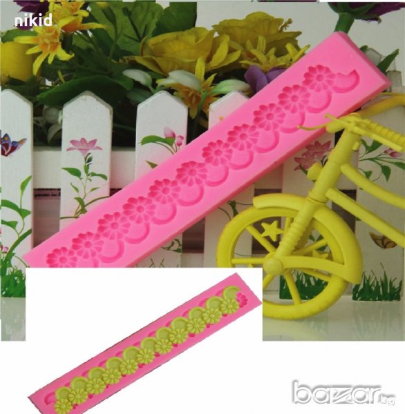 Б2 Наниз Маргаритки борд кант силиконов молд форма декорация торта фондан шоколад и др., снимка 1