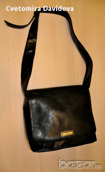 Черна кожена чанта мека Elle, снимка 1