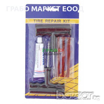 Комплект за лепене на автомобилни гуми - лепило, игла, шило и три фитила, снимка 1