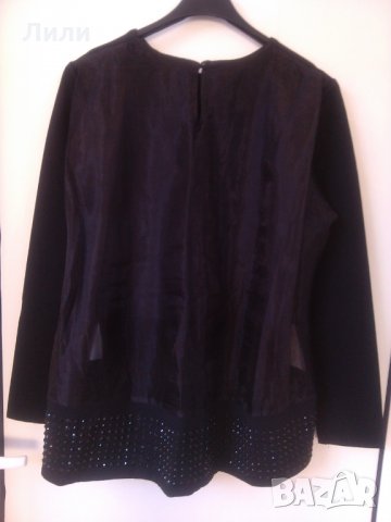  черна спортно елегантна блуза, снимка 2 - Блузи с дълъг ръкав и пуловери - 23192185