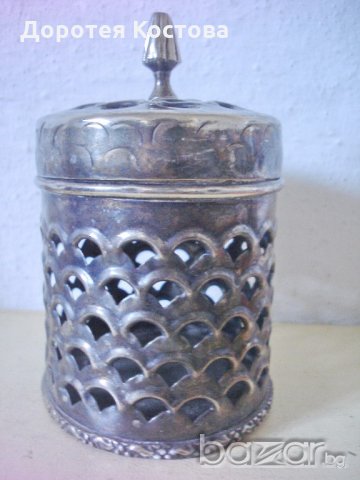 Стара посребрена кутия с капак, снимка 4 - Антикварни и старинни предмети - 19209628